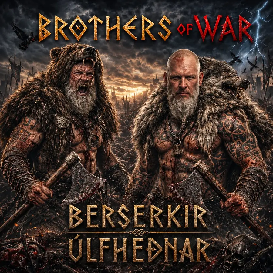 Originalcover von Brothers of War mit zwei nordischen Kriegern in Bären- und Wolfspelzen