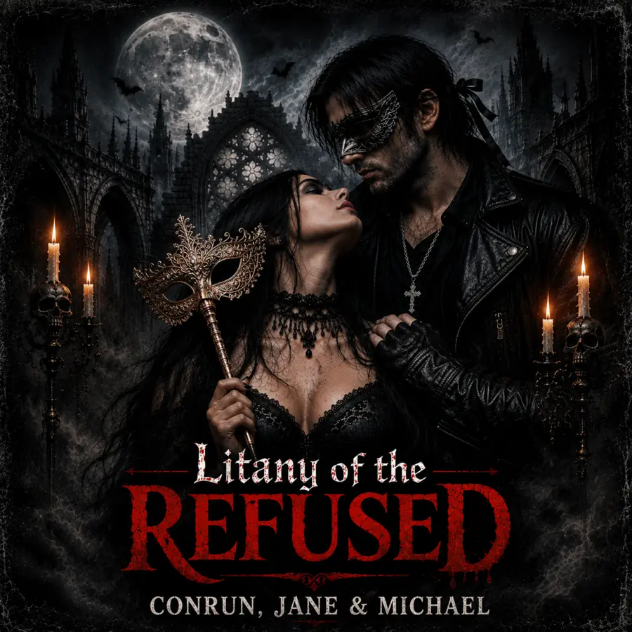 Originalcover von Litany of the Refused mit Jane und Michael bei einem düsteren Maskenball